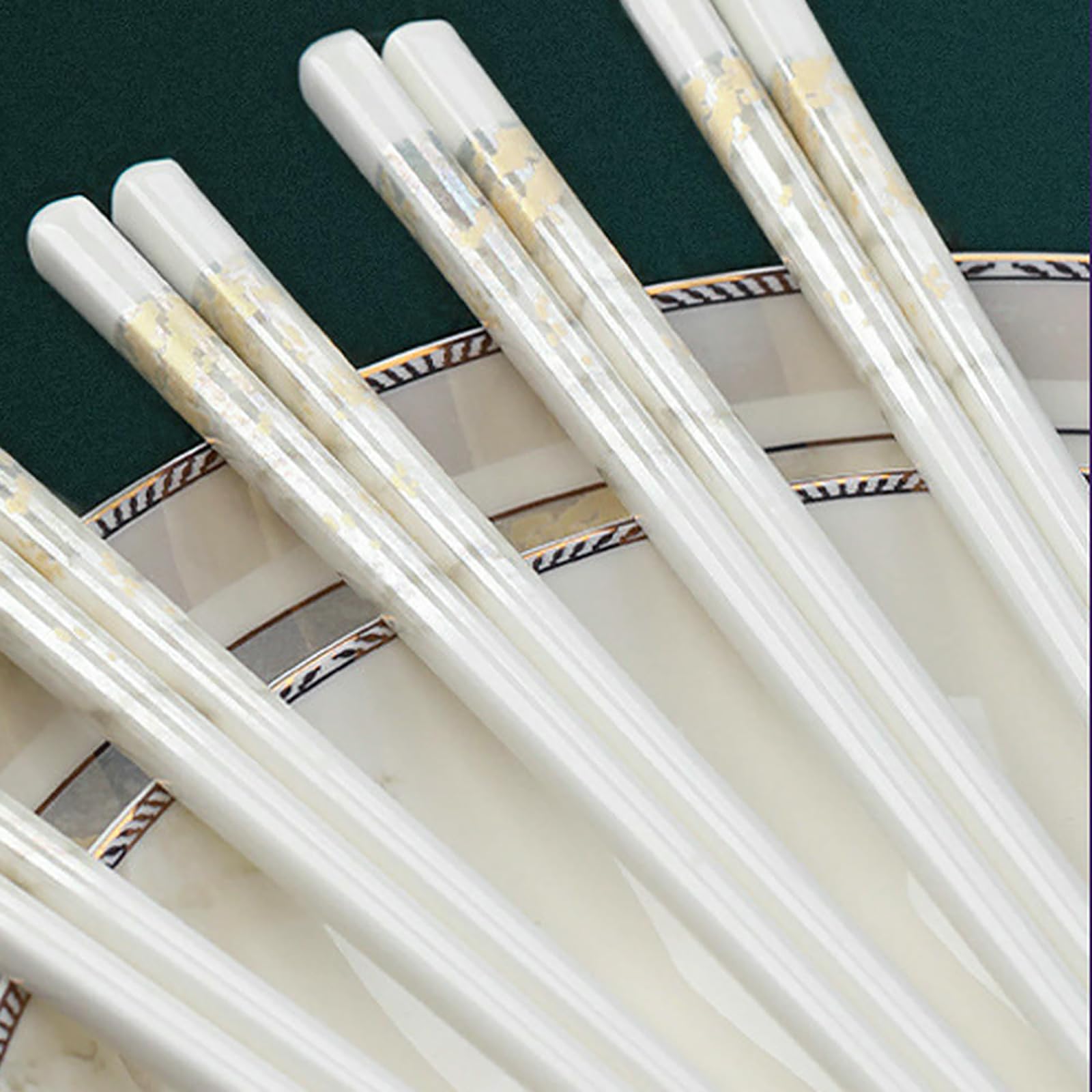 Lot de 10 paires de baguettes chinoises en céramique haute température, vaisselle simple et créative pour un usage domestique - Doré