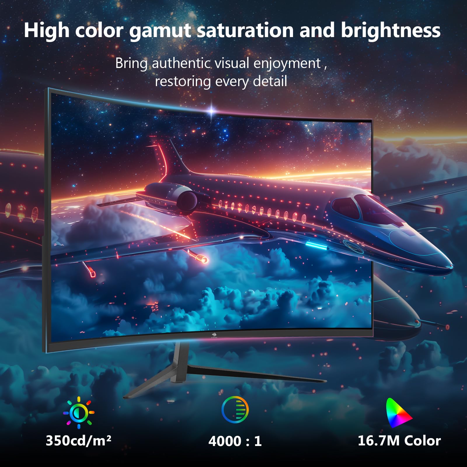 Z-Edge 27 Zoll Curved Gaming Monitor 280Hz 240Hz 1ms VA DisplayPort HDMI | UG27P Gebogener Bildschirm 16:9 Full HD 1920x1080, 4000:1 Kontrast, 350cd/m² Helligkeit, FreeSync, Fadenkreuz, Schwarz