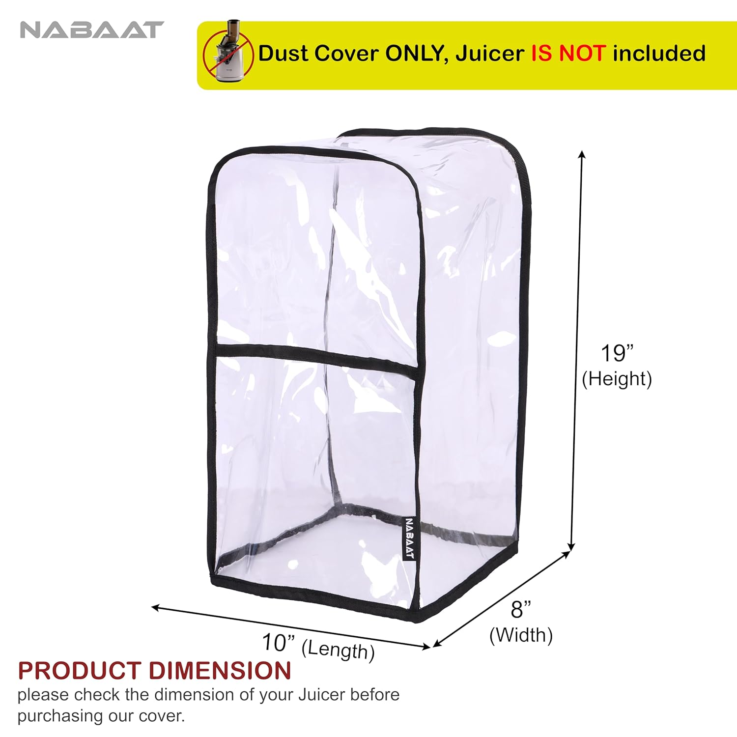 NABAAT Transparent Waterproof Cold Press Juicer / Slow Juicer Dust Cover for all types of Juicer like Agaro / Kuving / Hestia, Kitchen Standard Size, Transparent (8”X 10”X 19”) 3 71ggsWRvbWL. SL1500