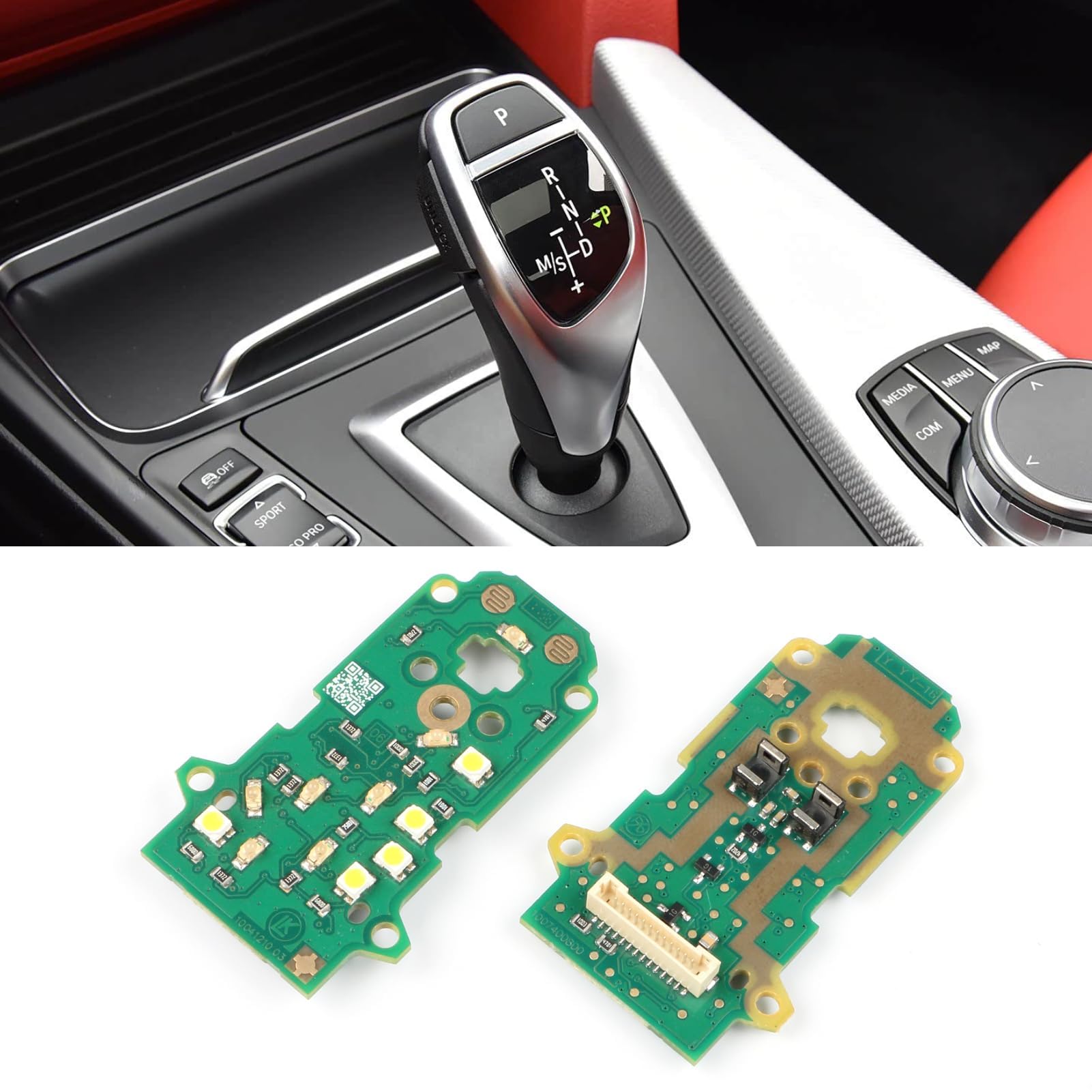 Jaronx Compatible with BMW Gear Shift Circuit Board for 3'F30 F34 GT/4'F36/5'F10/6'F06/7'F01 F02/X3 F25/X4 F26/X5 F15/X6 F16, Gear Shift Knob LED Crcuit Board Chip Replacement for BMW (Sport Version)