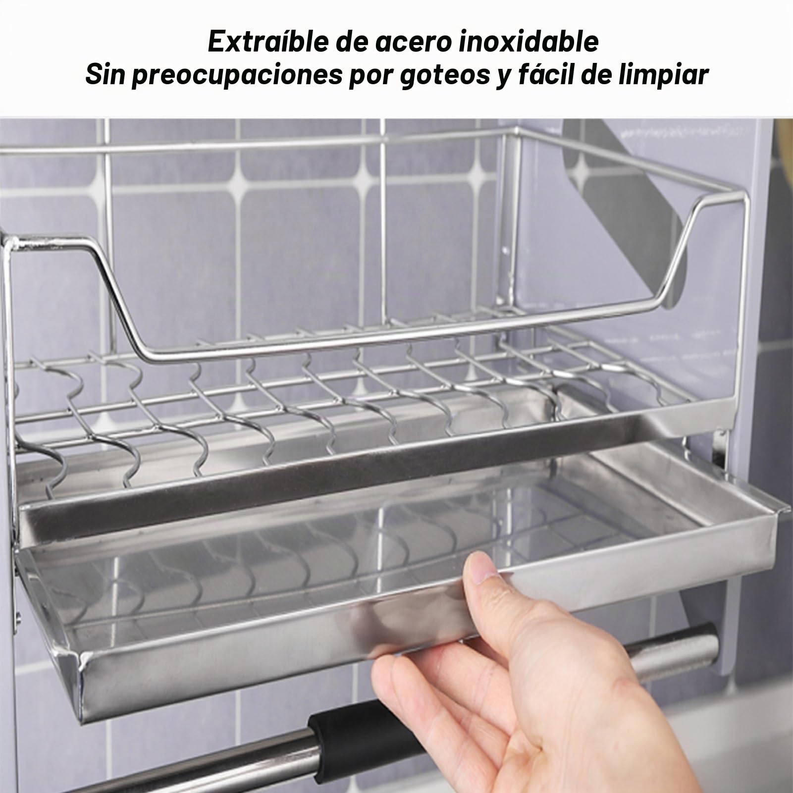 Organizador de Almacenamiento de Armario de Pared abatible, escurridor de Platos, Estante extraíble Resistente, Capacidad de 30 kg, para Cocina, Bar y Restaurante (Armario de 600 mm)