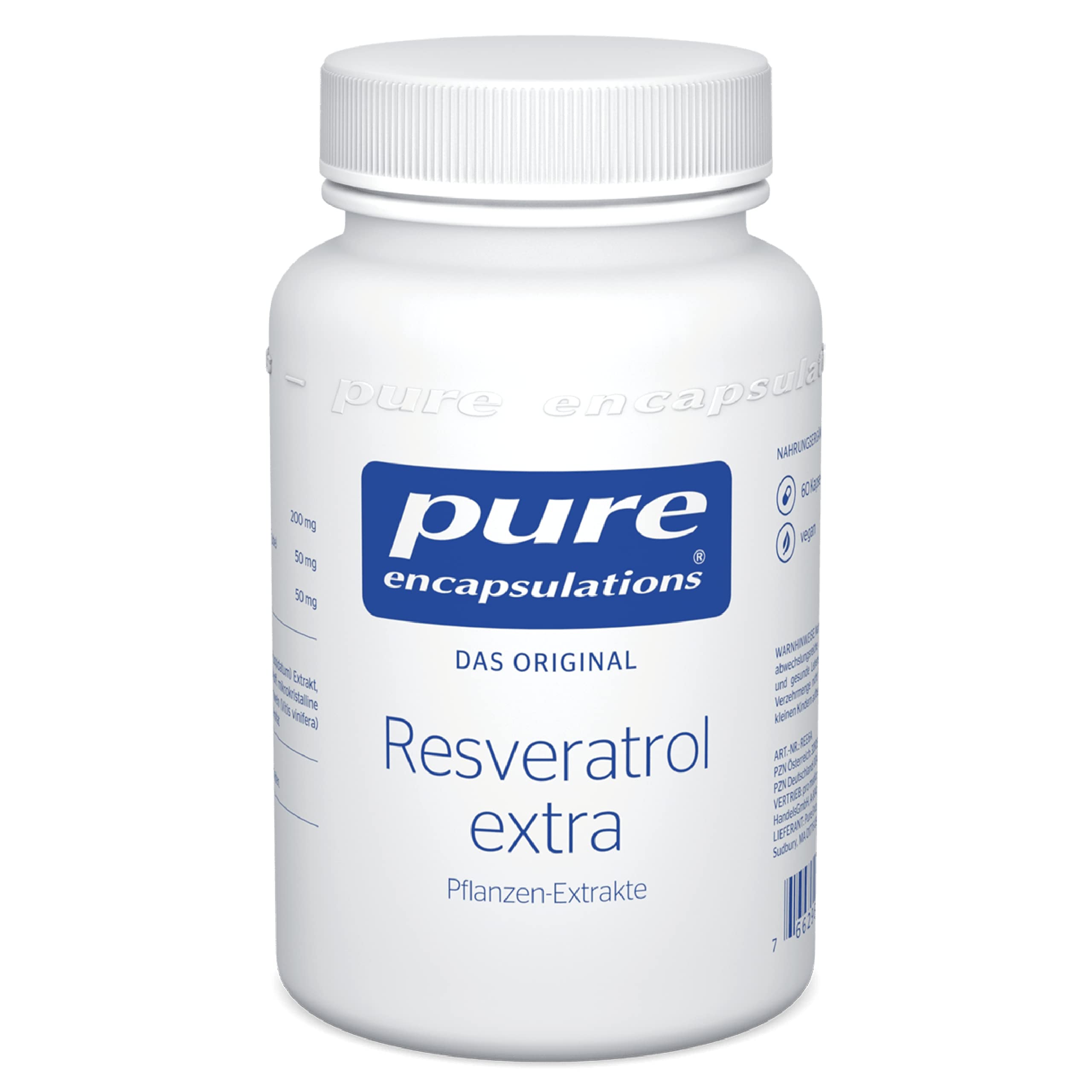 Pure Encapsulations - Resveratrol Extra - Natürliches Resveratrol mit Polyphenolen aus Traubenkern-Extrakt - Antioxidanten, Skincare - 60 vegane Kapseln