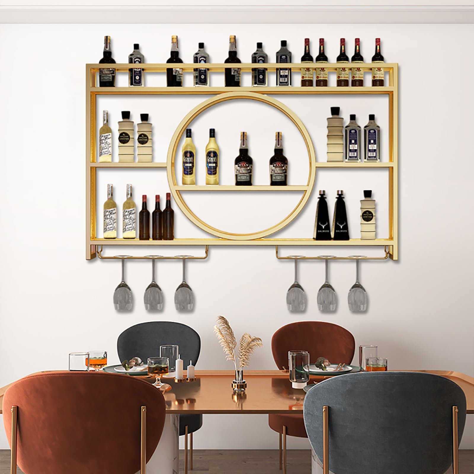 Étagère à vin en métal illuminée pour apéritifs et salons modernes