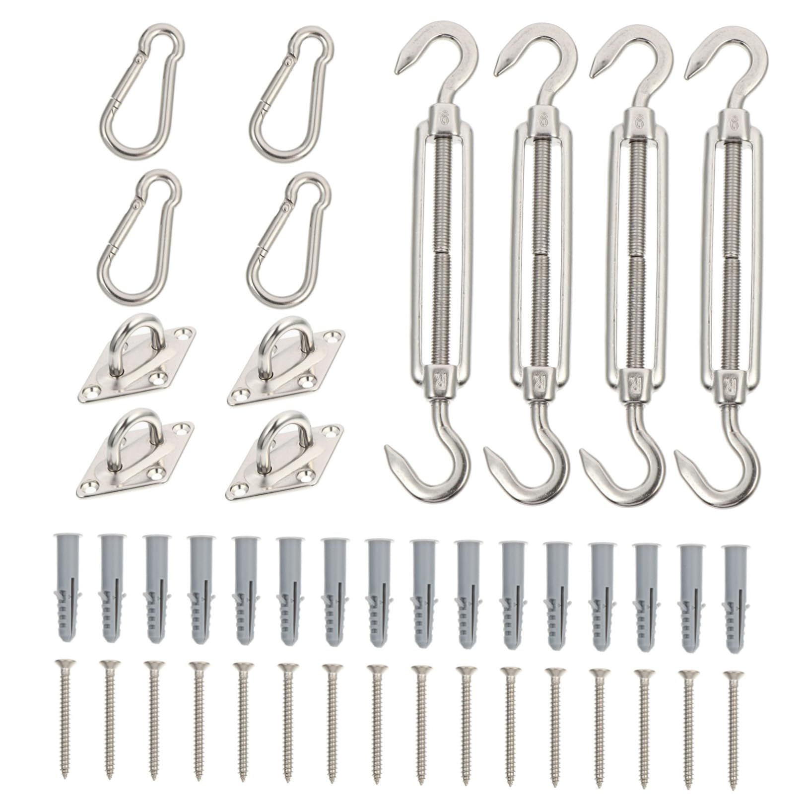 GALPADA Kit de Fixation Voile Ombrage en Acier Inoxydable Argenté, Accessoires Pratiques pour Auvent, pour Camping Protection Le Vent