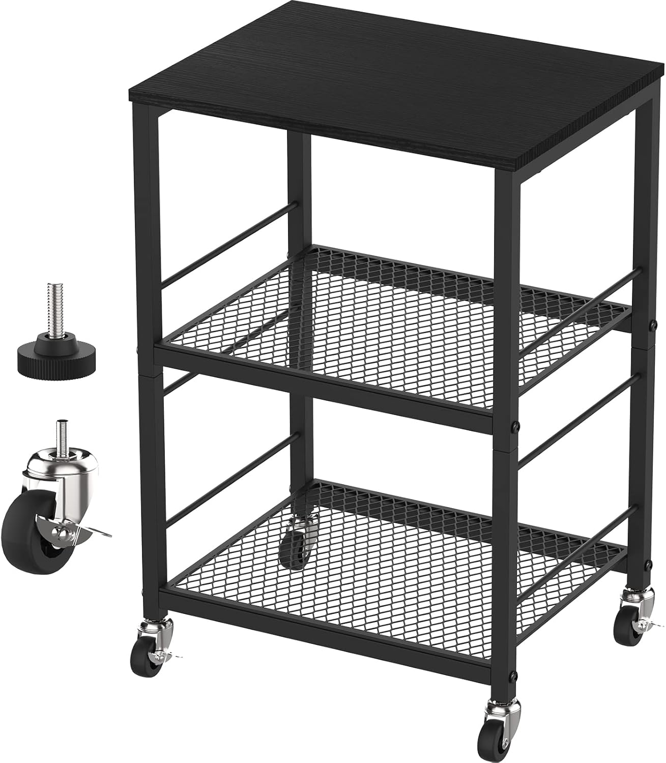 YBING Printer Stand Black Printer Cart with Storage 3Tier Printer