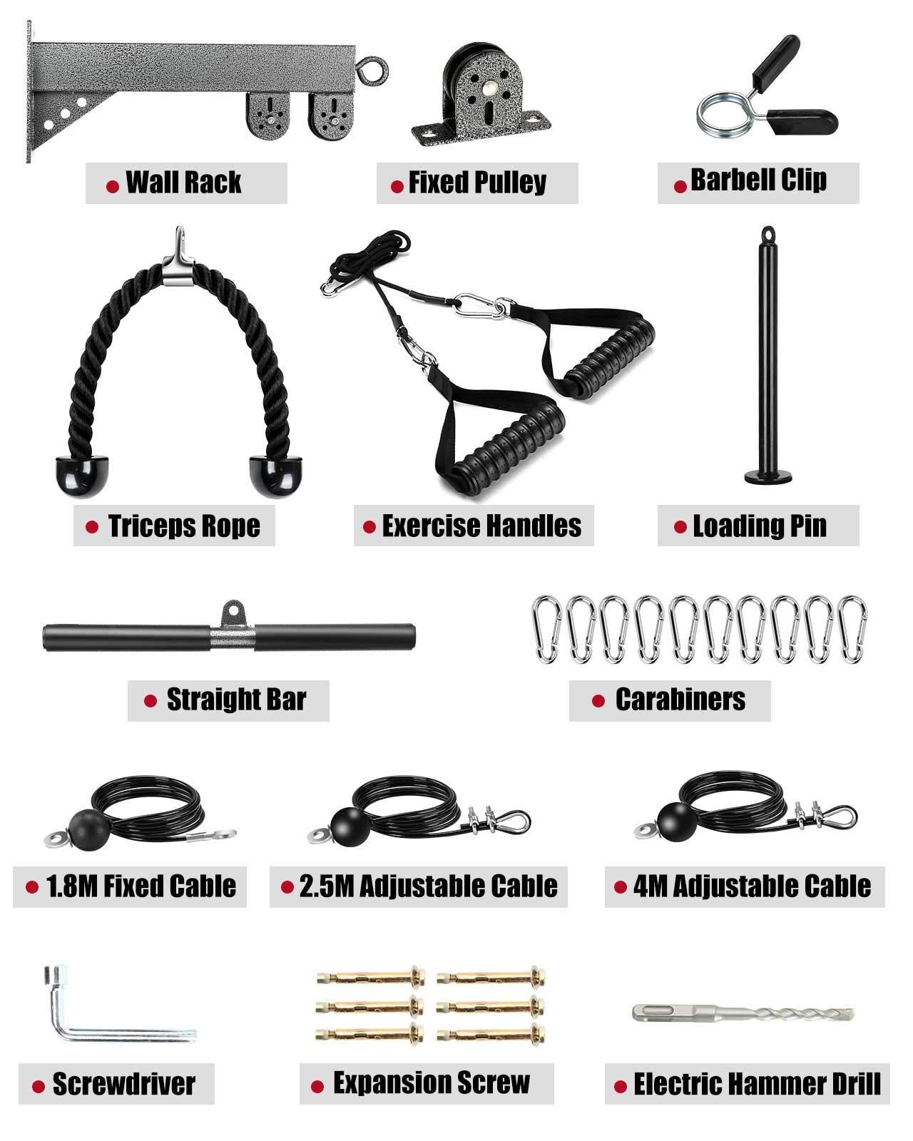 Fitness Lat and Lift Pulley System Gym, Lat Pulldown Bar Cable Pulley