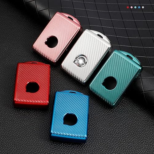 Miniatura 7 de HIBEYO Funda para llavero de automóvil con textura de fibra de carbono de TPU para Volvo XC90 XC60 XC40 S60 S90 V90 V60 Polestar 1 T5 T6 Funda para