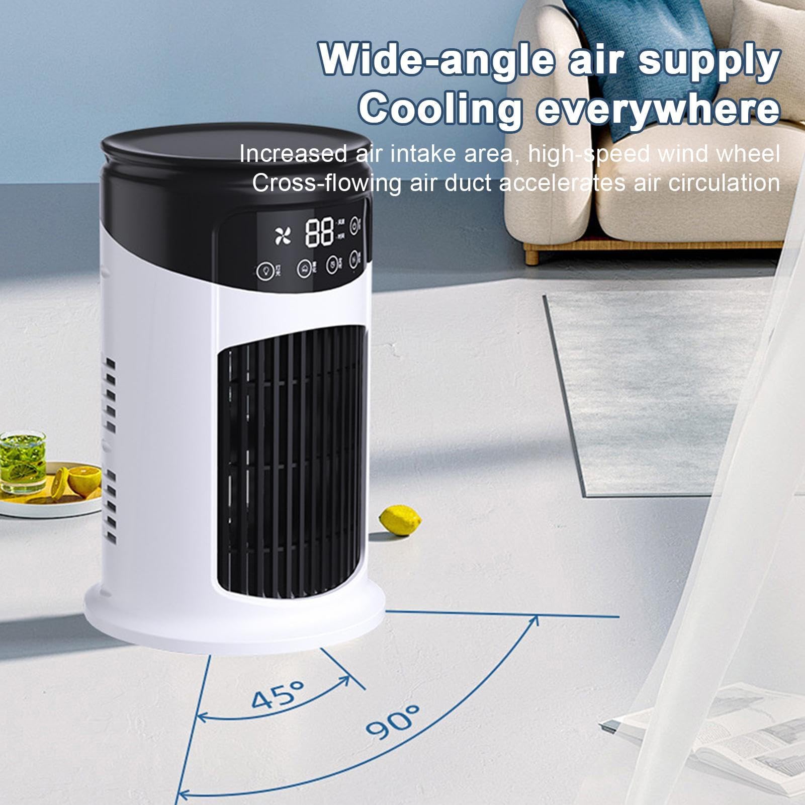Ventilatore portatile per condizionatore d'aria – umidificatore multifunzionale con nebbia di raffreddamento per casa, ufficio, cucina, scrivania, soggiorno, garage, escursionismo