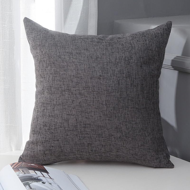 3 federe per cuscino in cotone e lino tinta unita, classiche e senza tempo, colore puro, con qualsiasi letto brillante, 60 x 80 cm (grigio scuro