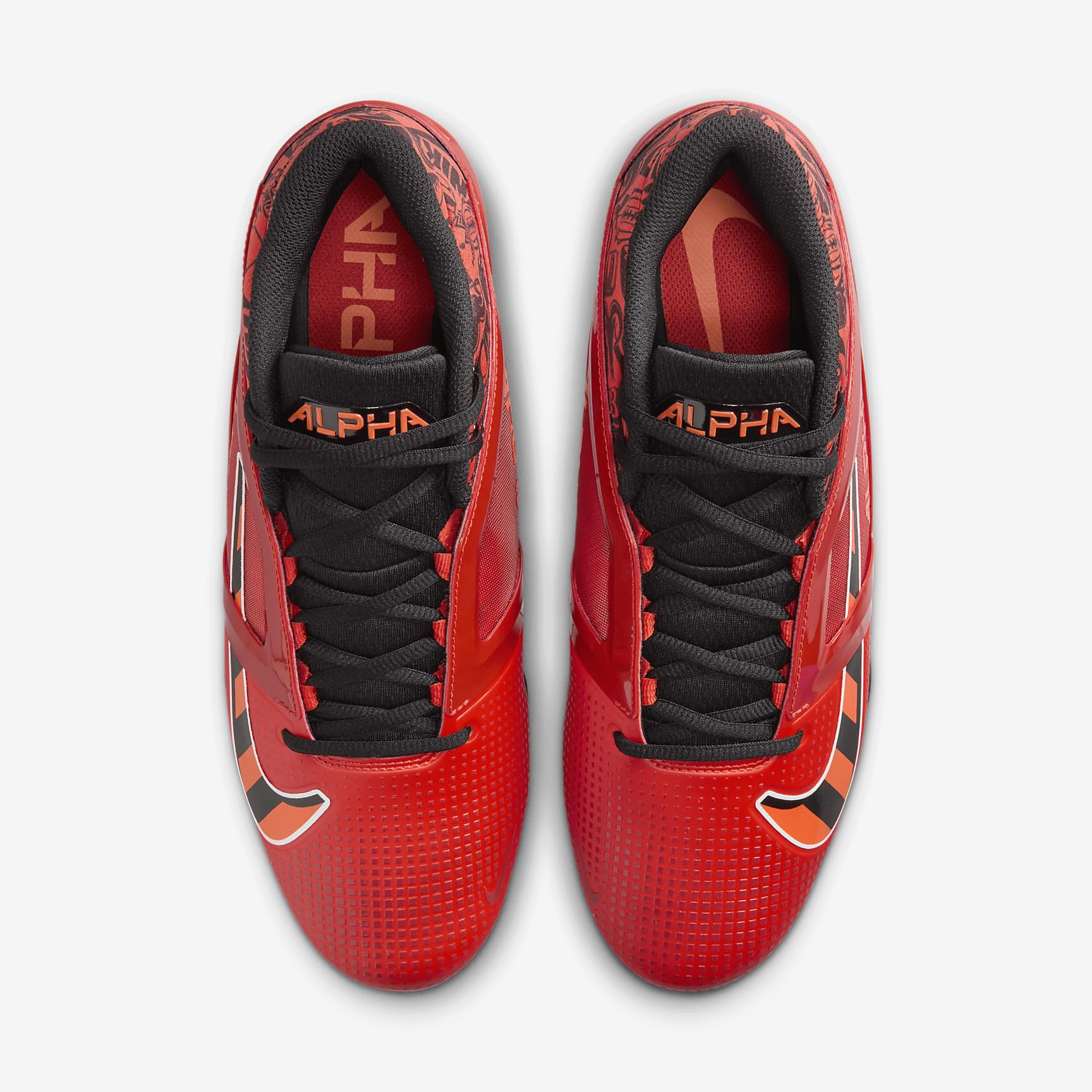 Nike Alpha Menace 4 Elite - Tacos de fútbol (FD7036-600, rojo universitario/rojo/negro/blanco)