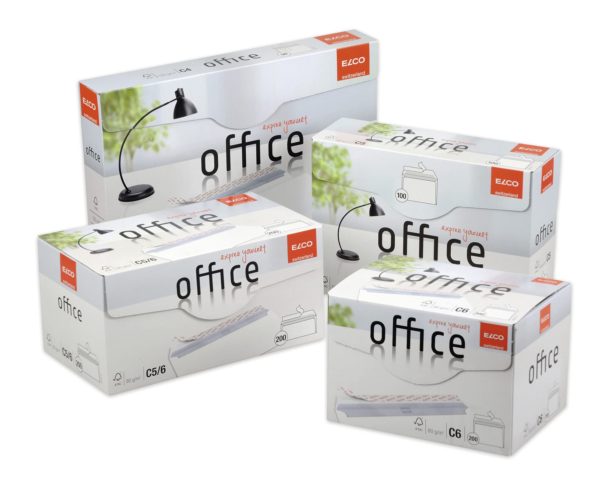 ELCO 74532.12 Office envelop C5/6 DL (229 x 114mm), FSC-papier 80 g/m², zelklevent met Kleefstrip, in box 200 stuks wit