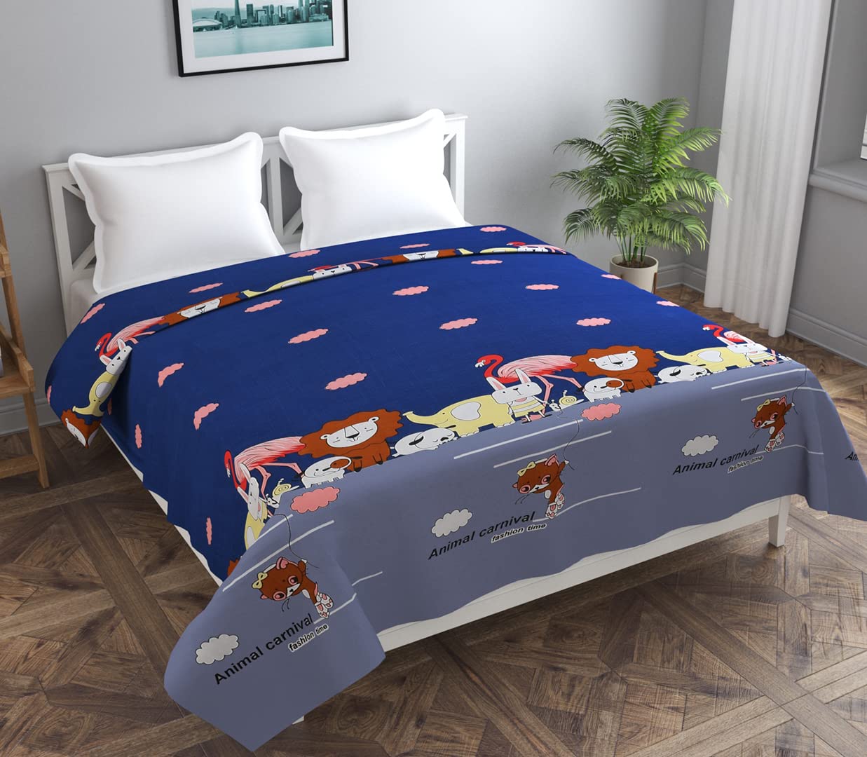 MORADO Glace Cotton Double Bed Quilt Cover/Duvet Cover/Rajai Cover/Blanket Cover with Zipper (90x100 Inches, Blue Grey)-image-9