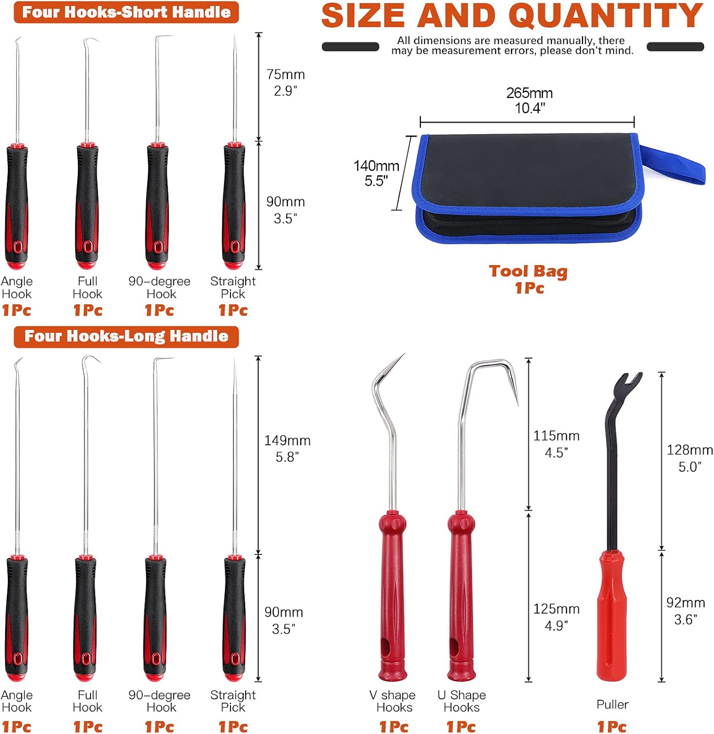 Tanstic 11Pcs Hose Removal Hook Set, Short and Long Handle Precision