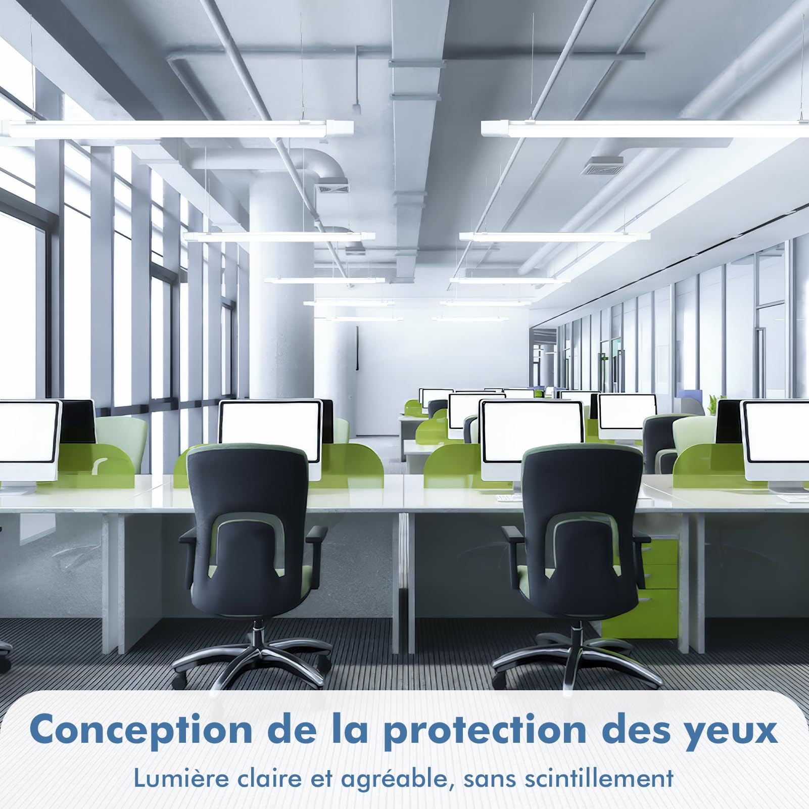 2 Pièces Neon LED 120cm, Tube LED 40W 4000LM Blanc Froid 6500K Connectable, Bandes LED avec Couvercle Transparent, IP65 Étanche Plafonnier pour Bureau, Atelier, Garage, Cave