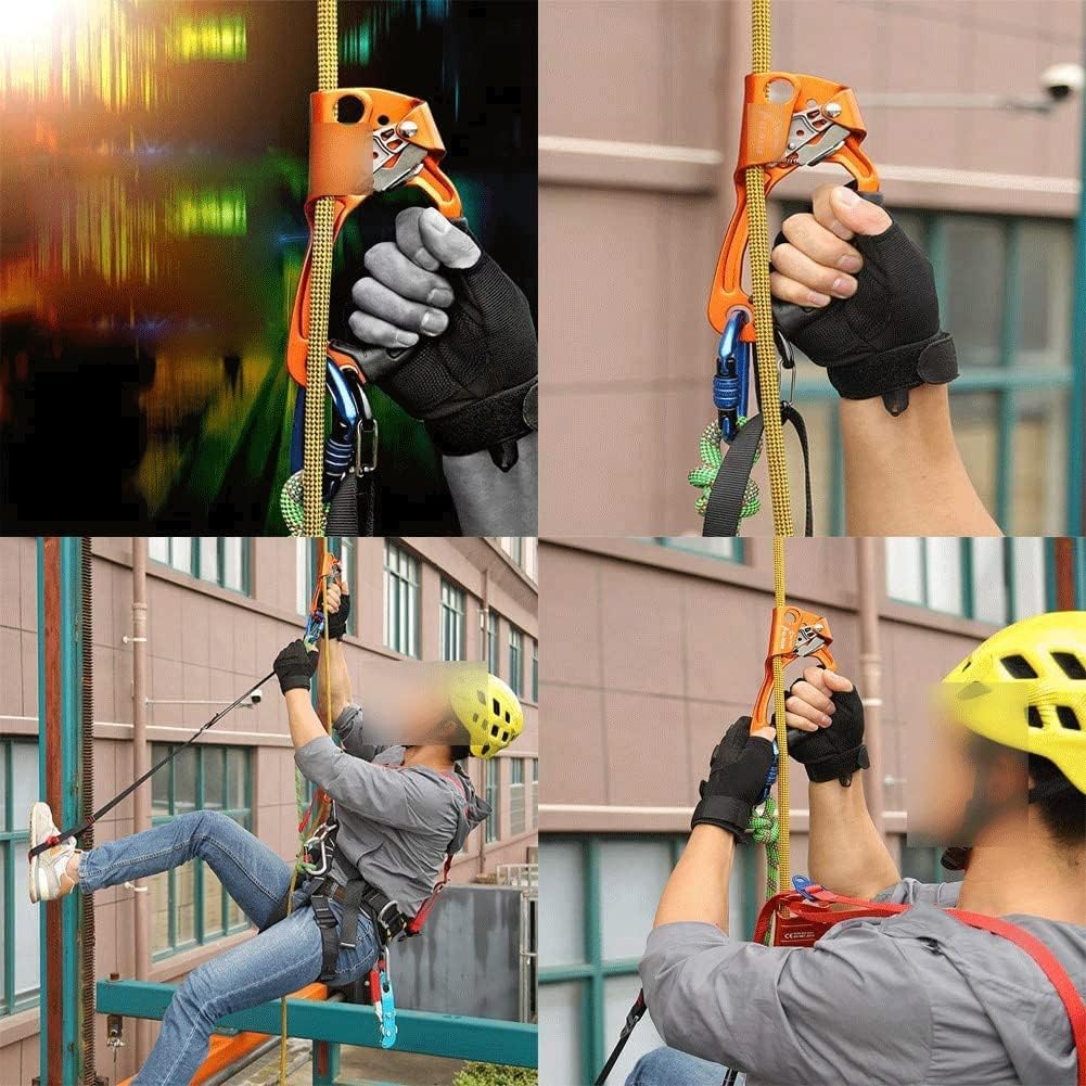 Right Hand Ascender Climbing Ascender Rope Handle Clamp Aluminum Alloy Hand Ascender Rock Climbing Rappelling Gear Equipment Rope Clamp for 8~12MM Rope (Color : Red)