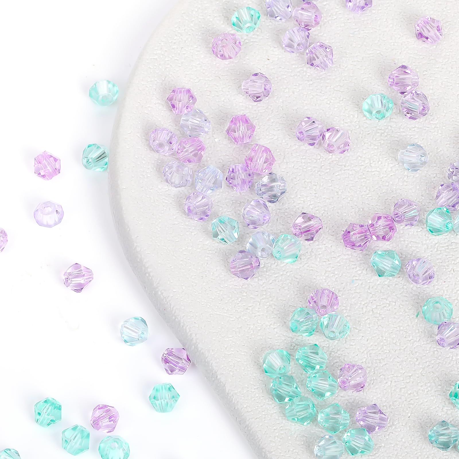 Perles Plates En Verre à Facettes. Finition électroplaqué Arc En Ciel