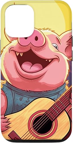 Miniatura 4 de iPhone 12 mini funny pink baby pig with a guitar Case