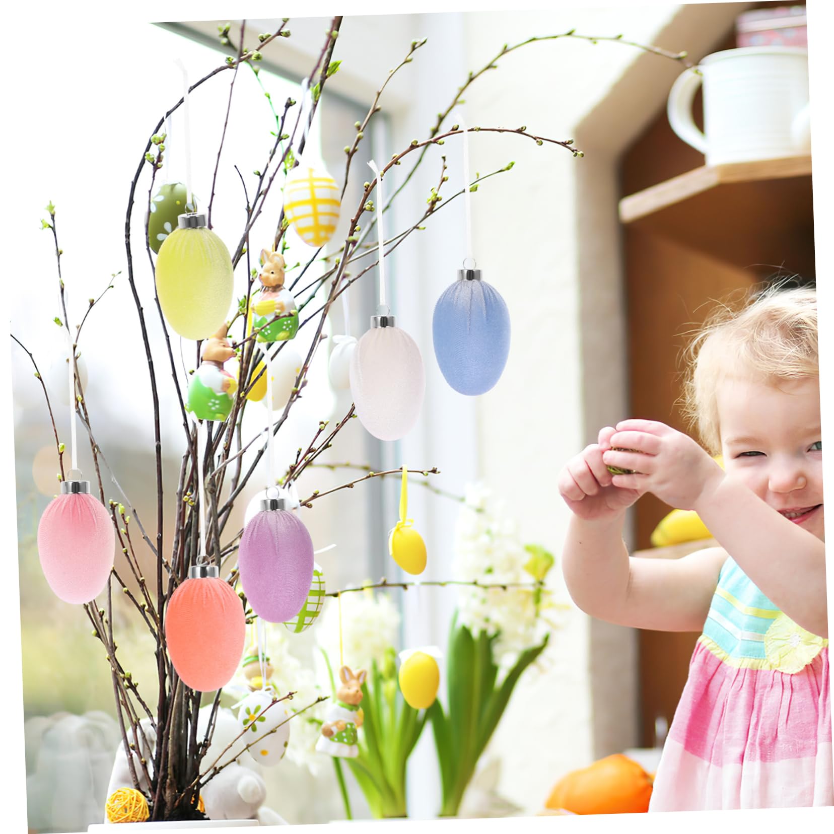 Alipis STK Ostereier Osterei-Dekorationen Ostern-anhänger Ostern Hängende Türverzierung Festival-Szene Hängende Deko-stütze Eiförmiger Türanhänger Festliche Einrichtung Plastik