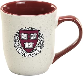 RFSJ INC. Harvard Crimson Ceramic 16oz Granite Mug – Official Team Logo Coffee Cup with Colored Interior and Handle – Handwash Recommended – Individually Boxed