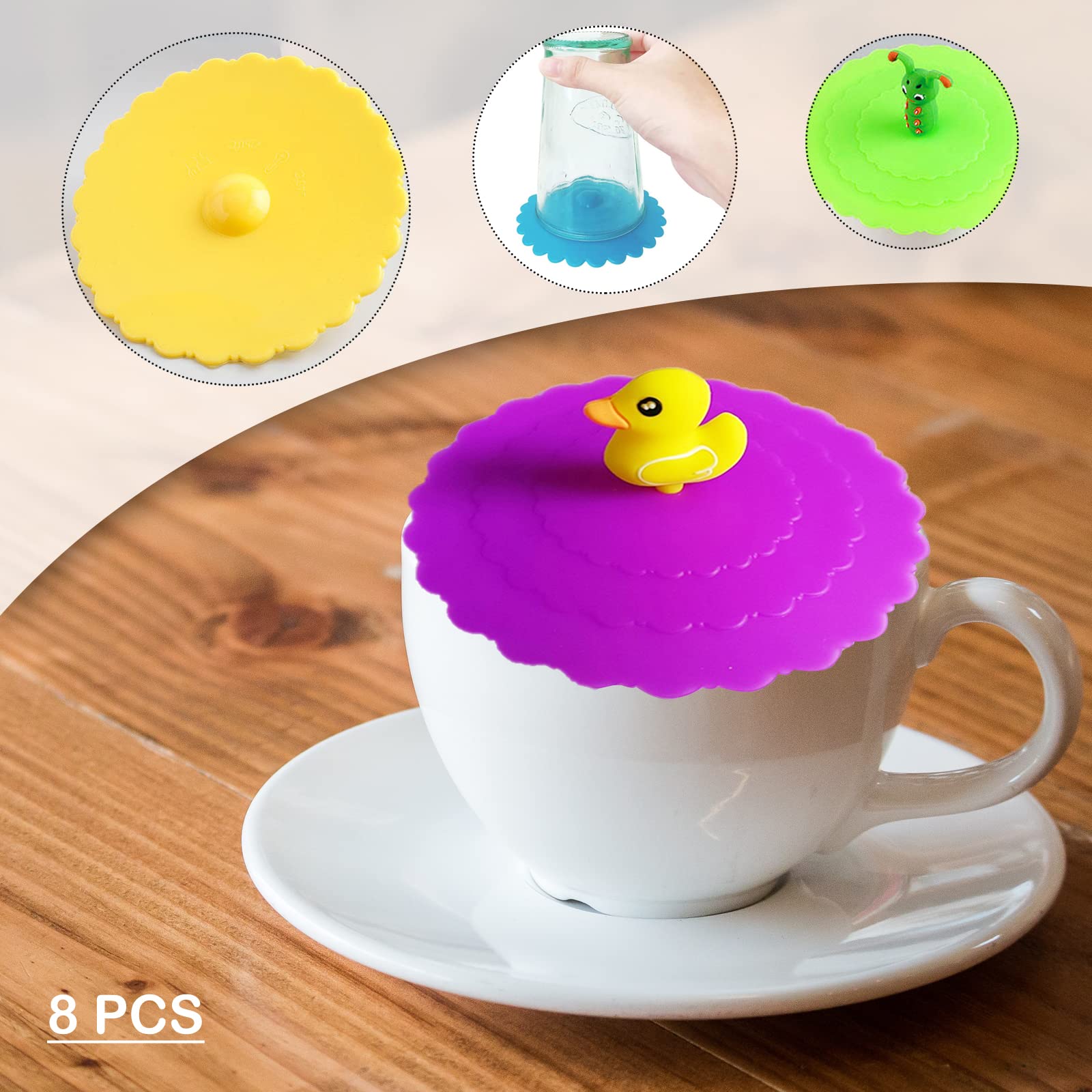KLYNGTSK 8 Pièces Couvercle De Tasse En Silicone 10cm Couvre