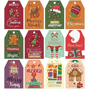 CVANU Exclusive Message Merry Christmas Gift Tag Best Wishes Happy New Year Greeting Card New Look Labels To Make Your Holiday Gifts Pretty And ...