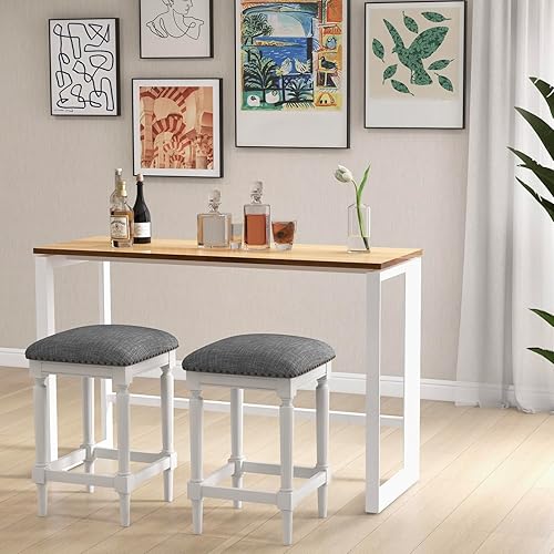 Miniatura 2 de COSTWAY Juego de 2 taburetes de bar tapizados, 31"27"19", 3 alturas, ajustables, cuadradas, sin espalda, con reposapiés, asientos acolchados, marco