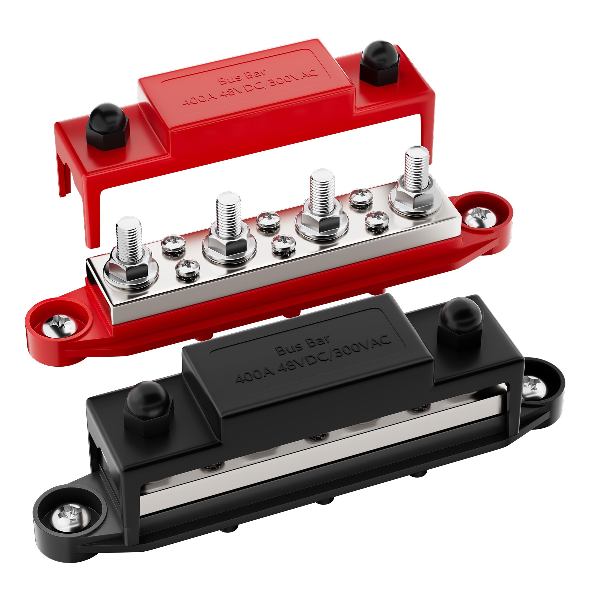 RVBOATPAT 400A Power Distribution Block 12V Bus Bar 4 x 5/16" (M8) Terminal Studs and 6 x #8 Terminal Screws 12 Volt Marine Bus Bar Positive &