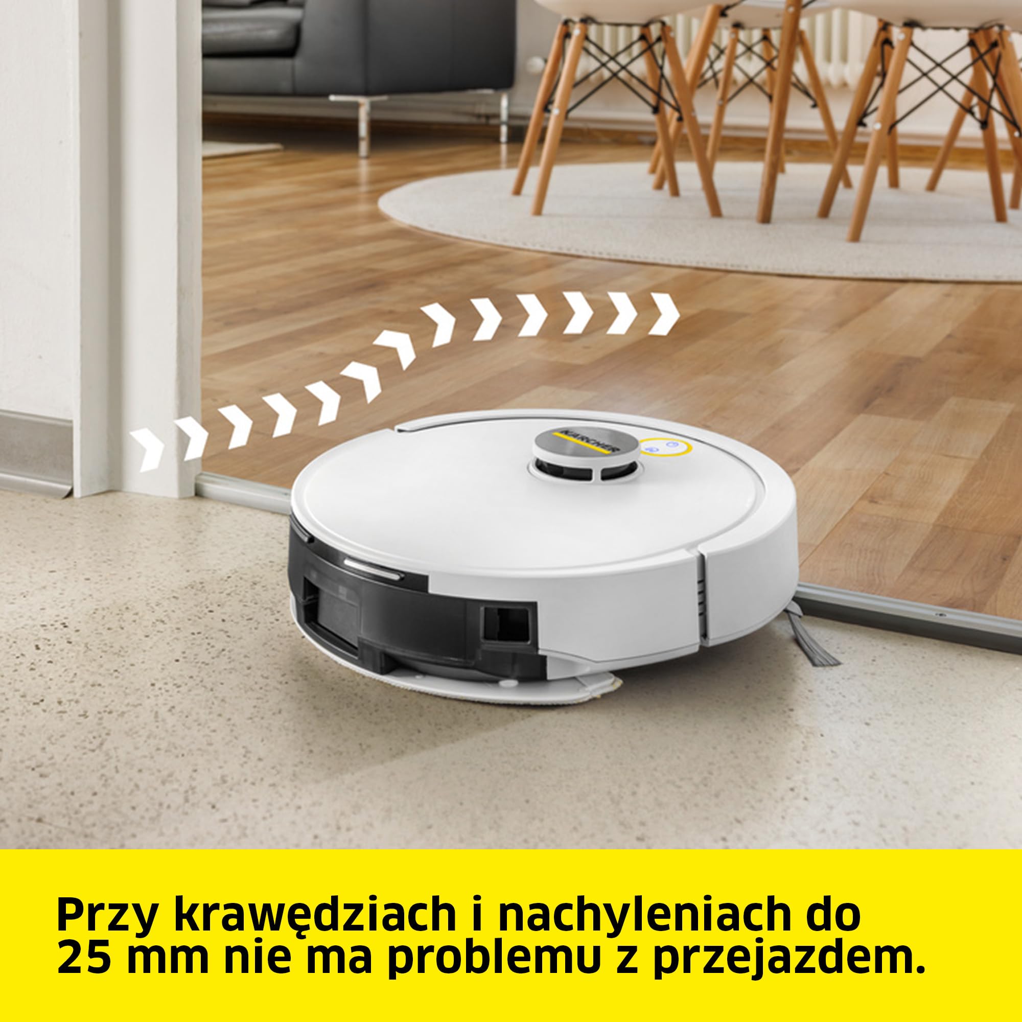 Kärcher robot sprzątający RVC 3, 15 000 Pa, do 130 min pracy, sterowanie przez aplikację, mapowanie, nawigacja laserowa, czujniki upadku, automatyczne ładowanie, do twardych podłóg i dywanów