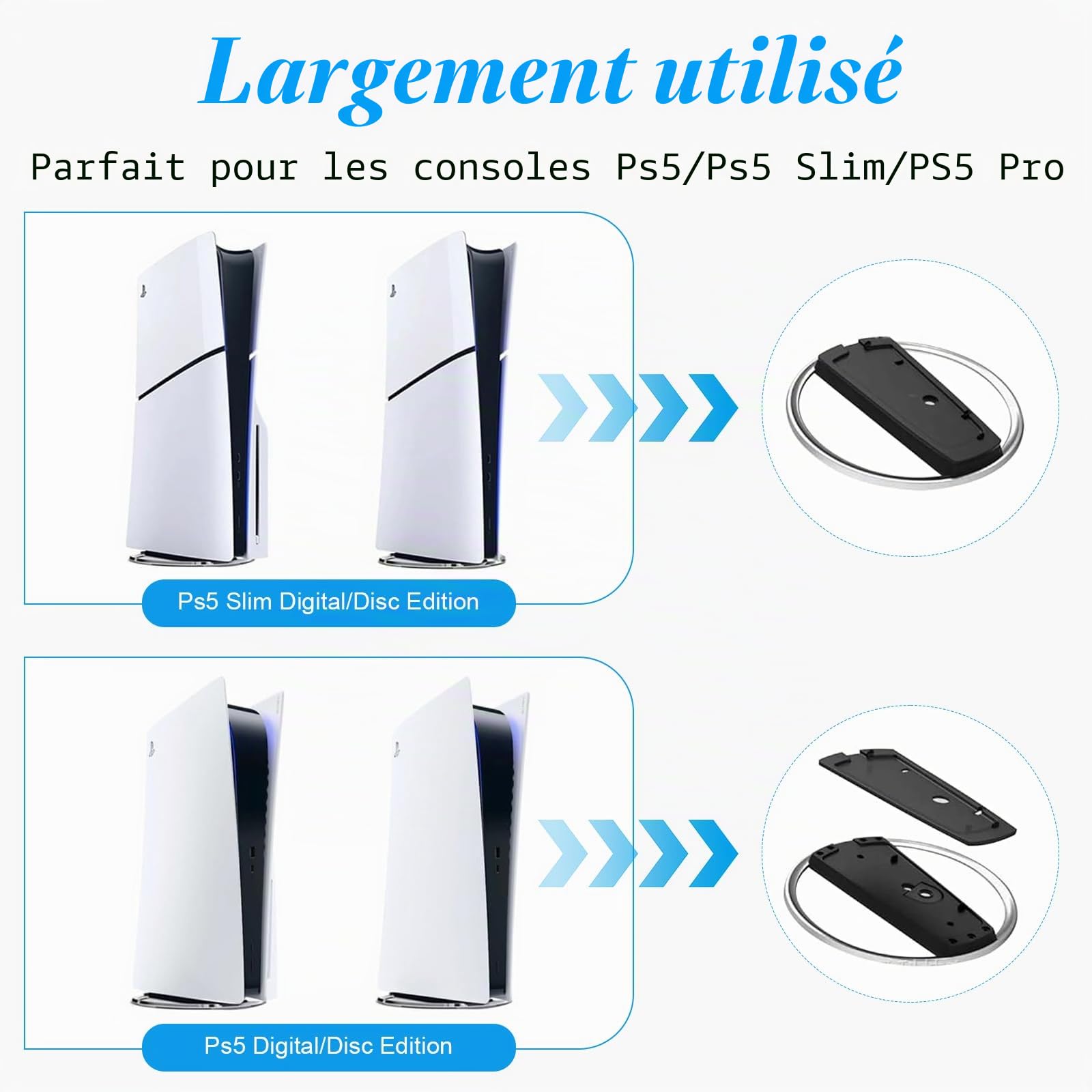 MeYuxg Support PS5 Accessoires de Jeux Vidéo Support pour Disque de Console PS5 et édition Numérique Support Vertical Base de Refroidissement Verticale Fine et Légère avec Support Vertical (Noir)