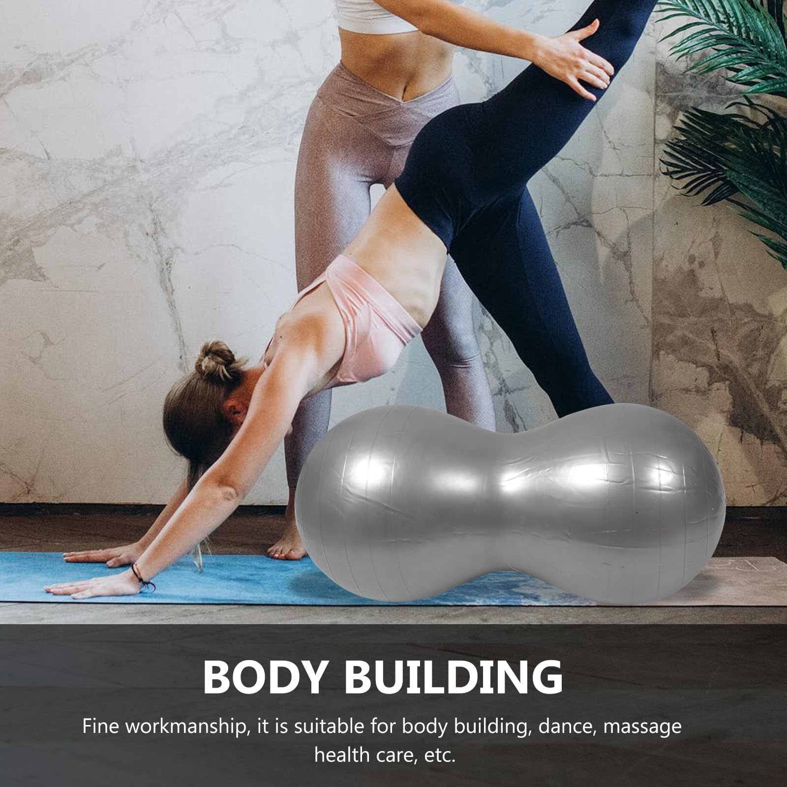 Verdickter Aufblasbarer Yogaball aus PVC mit Anti Platz Schutz Tragbarer Erdnuss Gymnastikball für Massage und Yoga mit Luftpumpe 1 Satz