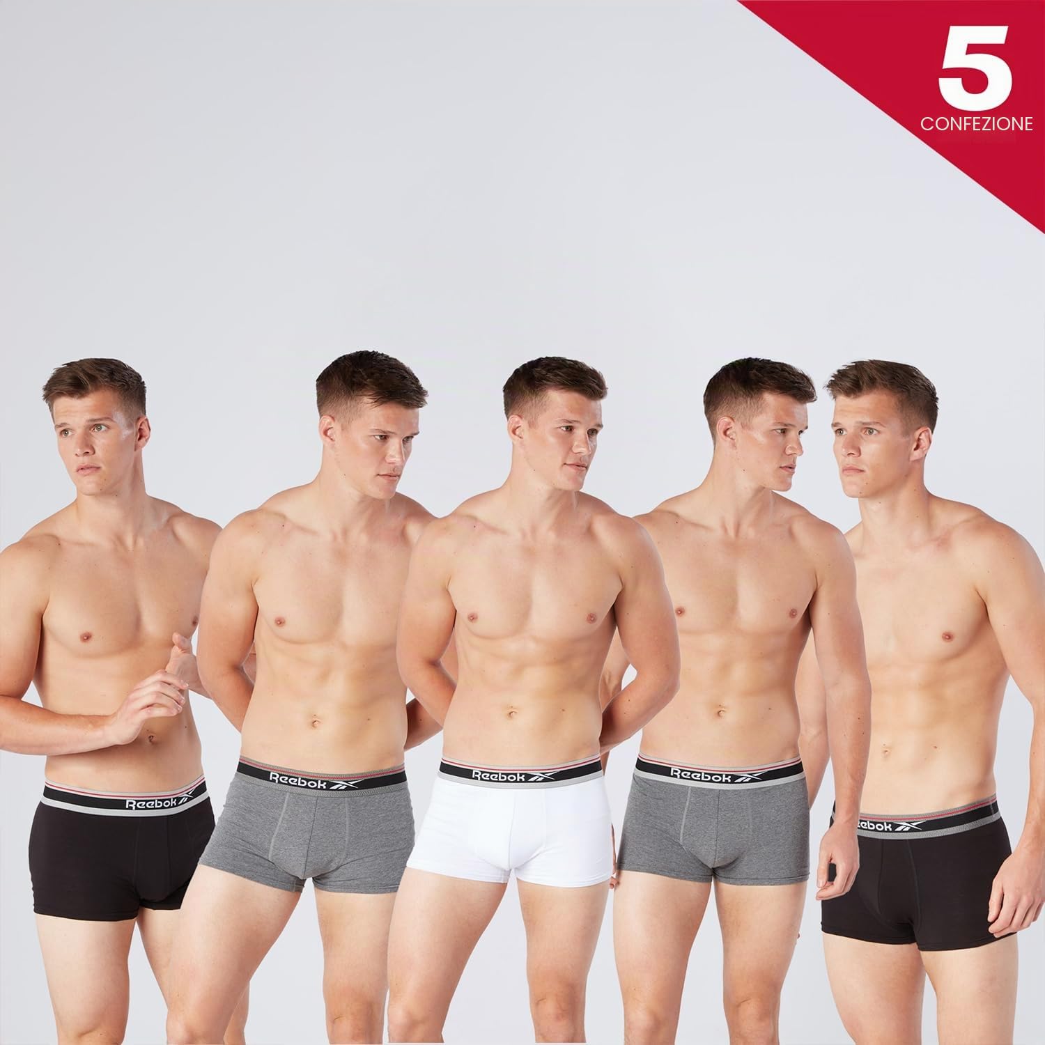 Reebok Jay Boxer Briefs Uomo (Pacco da 5)