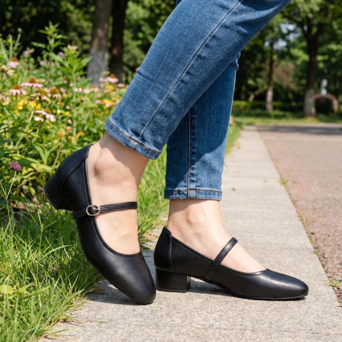 Mary Jane Shoes Women Low Heels Dress Shoes Pumps Low Heel 2 Inch Chunky Heel Mary Janes Pumps with Adjustable Ankle Strap for Women Dressy Casual - Image 9