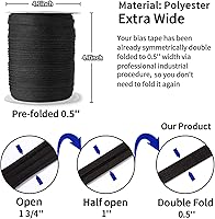 Vista 2 de Cinta al bies de doble pliegue de 1/2 pulgada, cinta al bies de doble pliegue de 55 yardas, carrete continuo a granel para coser ropa, acolchado