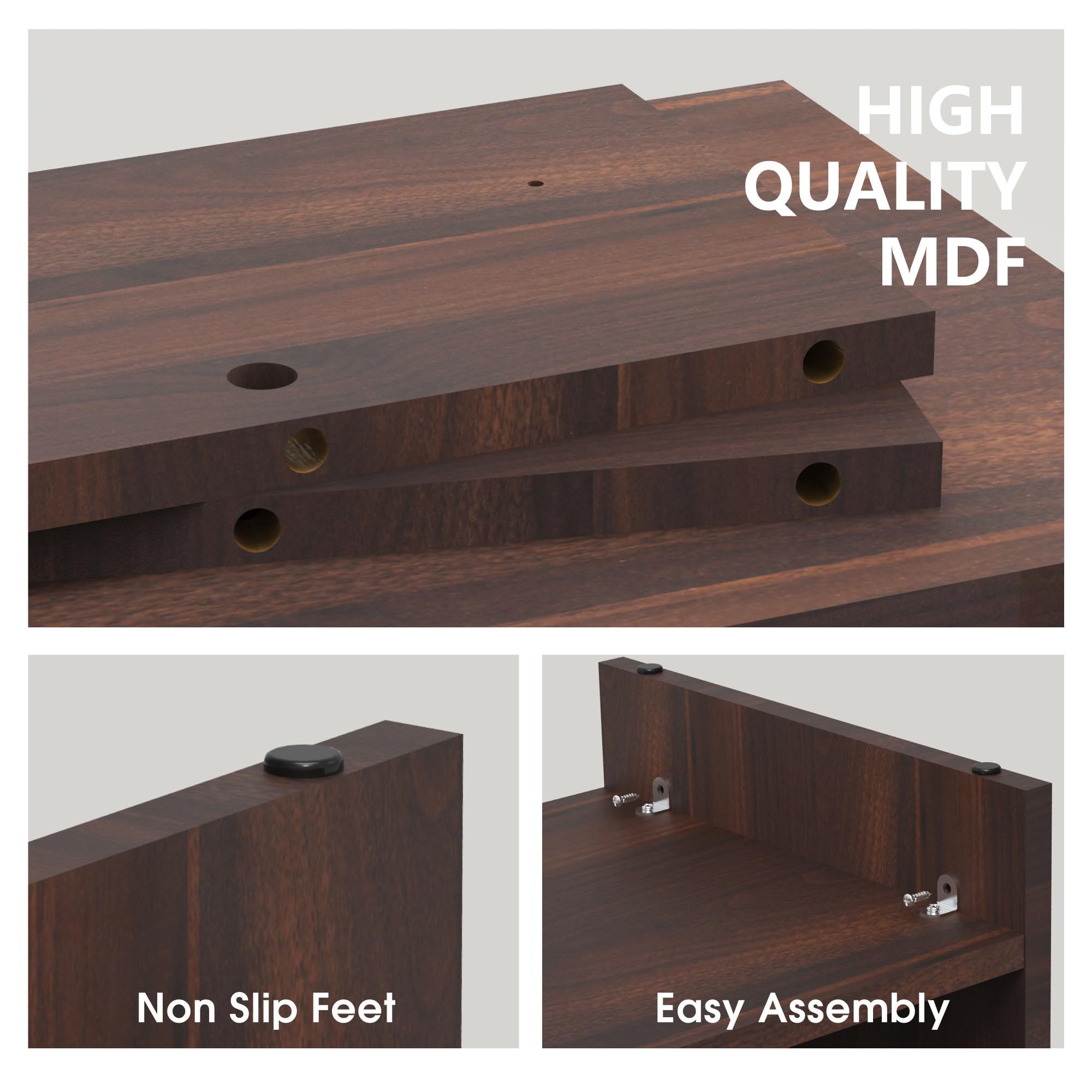 Fenge Réhausseur d'Écran d'Ordinateur Support Dual Moniteurs Organisateur de Bureau 80×23.5×14.2cm Charge 25KG Marron