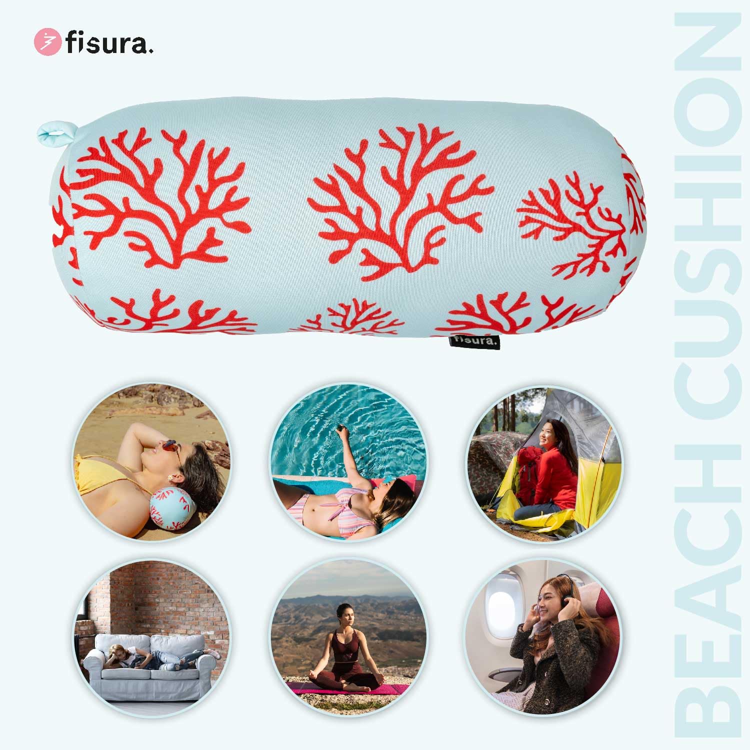 2 Oreillers Gonflables De Voyage - Coussin Plage Et Camping - Surface Velours - Taille 47x30cm - Bleu Et Gris
