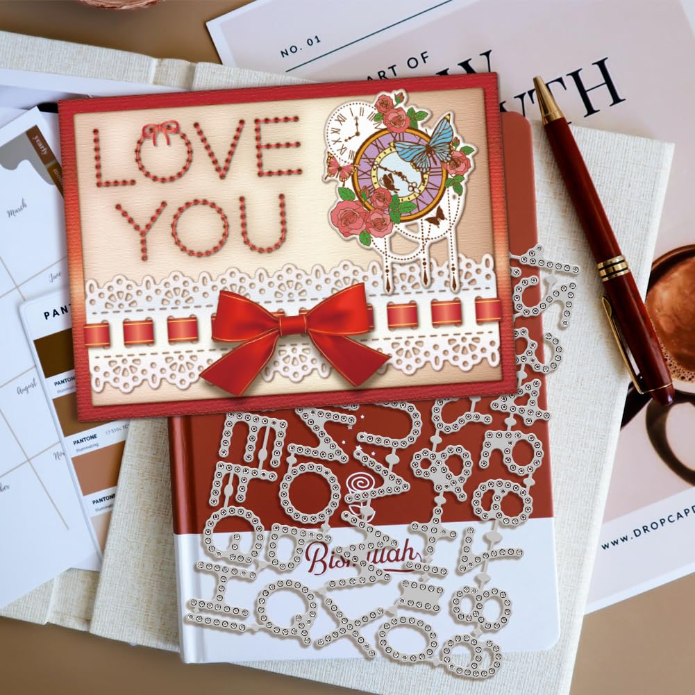 GLOBLELAND Hollow Out Letters Numbers Frame Cutting Dies for DIY Scrapbooking Metal 26 Letters and 10 Numbers Cut Dies Sewing Stitches Die Cuts for Card Making Embossing Photo Album Craft - Image 4