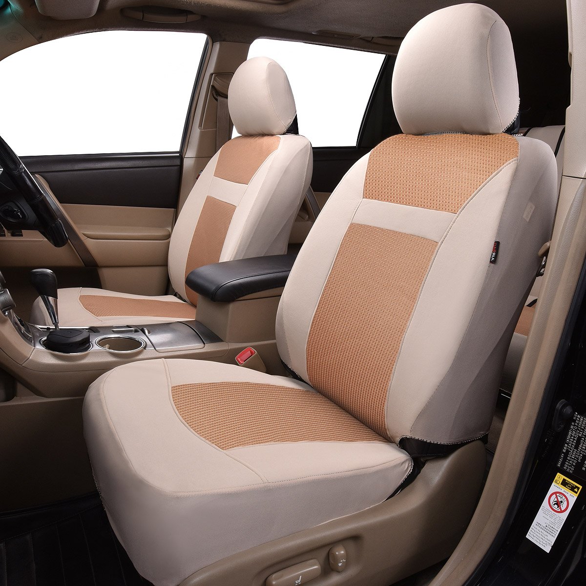Flying Banner Maglie e Broccato Universale Coprisedili Auto Sedili con Airbag laterale (Beige)
