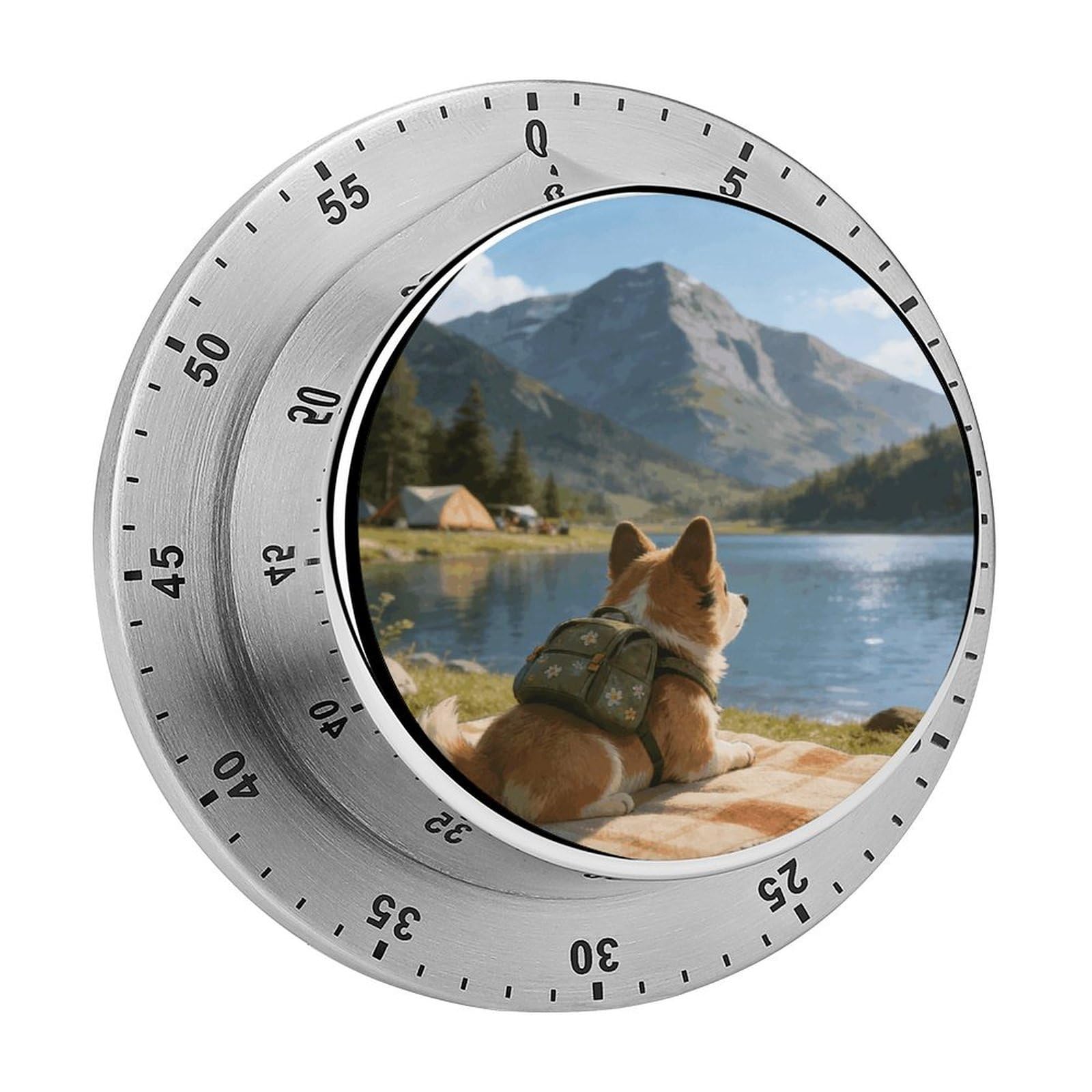 Camping Diary Timer Exquisite Stainless Steel Visual Timer with Loud Alarm, 60 Mins Mechanical Countdown Timer, Magnetic Backup, Timers