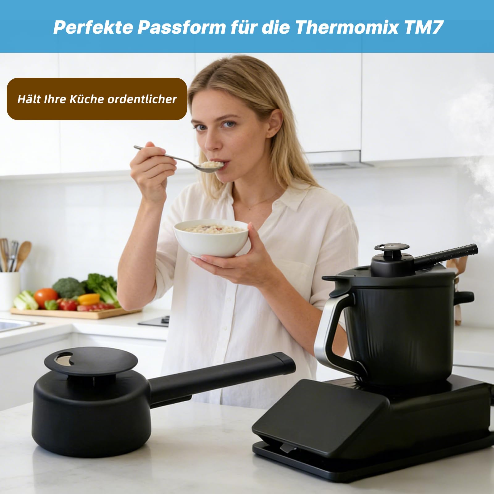 Set protezione schermo e deviatore vapore per Thermomix TM7 Bimby, copertura display in silicone contro graffi e urti, deviatore di vapore girevole per proteggere mobili e pareti, accessori resistenti