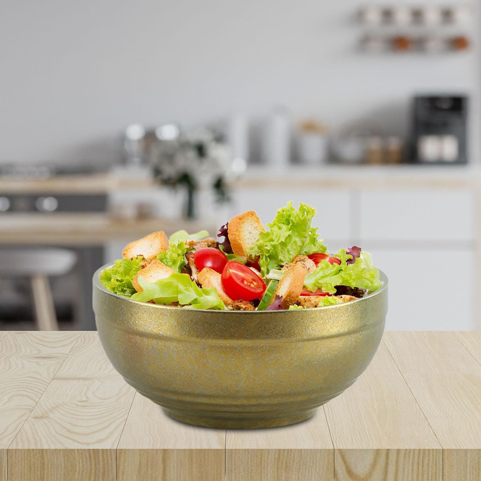 Qianly Titanium Bowl,Double Walled Metal Bowl,for Kids,Multipurpose,Food Bowl,Cookware,Tableware Rice Bowl Snacks Bowl for Hiking, Gold