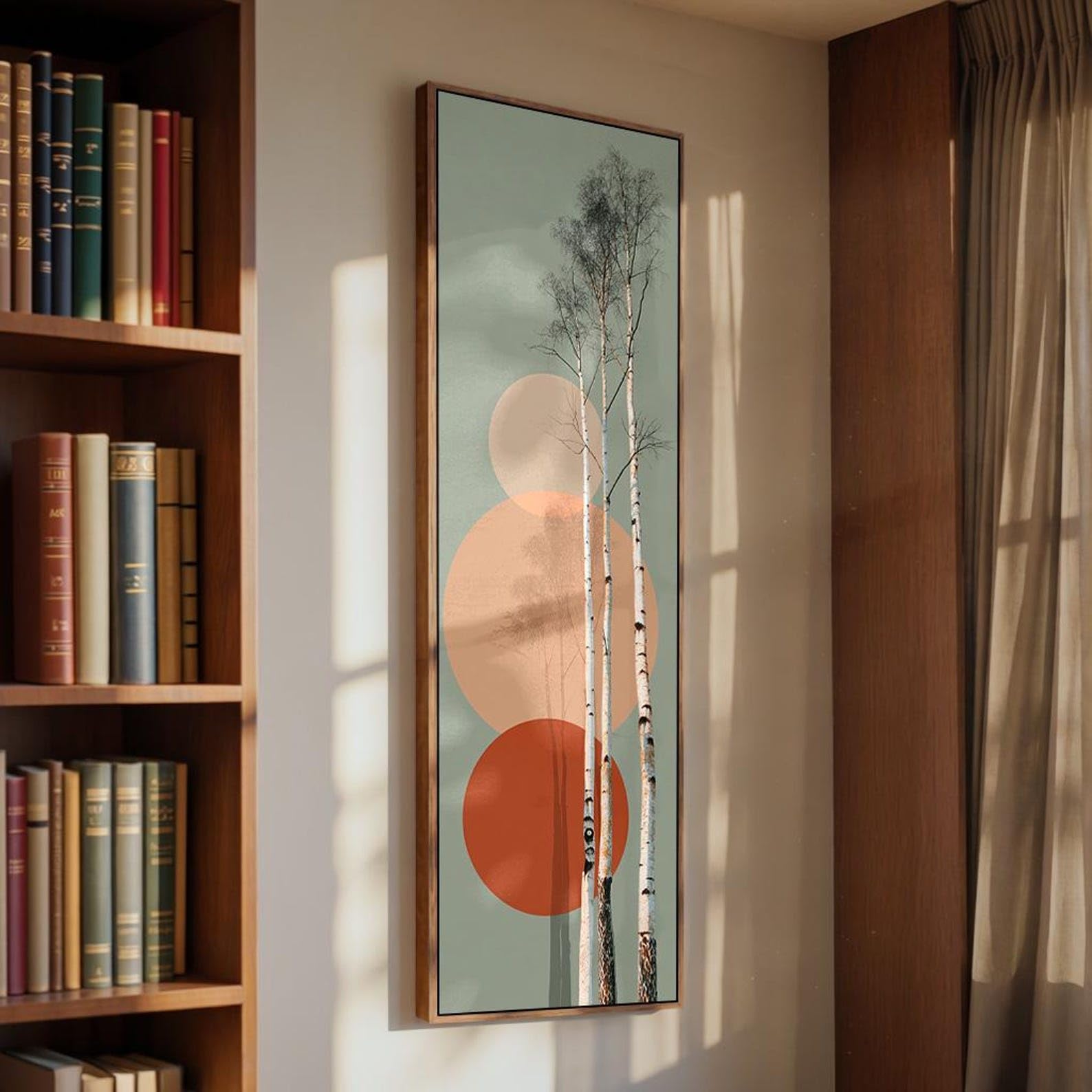 XBTYKPB Narrow Entryway Painting - Tall Thin Canvas - Birch Tree Artwork - Long Narrow Canvas Wall Art - Abstract Nature Decor(20x60cm/Frameless)