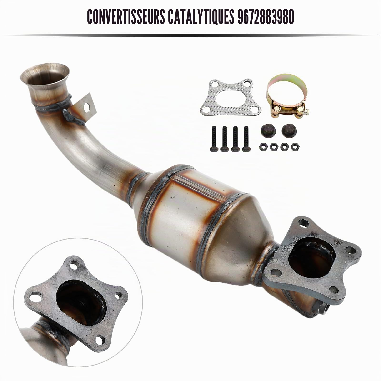 Topteng Catalytic Converter 9822117480 adapté pour Peugeot 108 208 301 308 II adapté pour Citroen C1 C3 C4 DS3 1.2 VTi