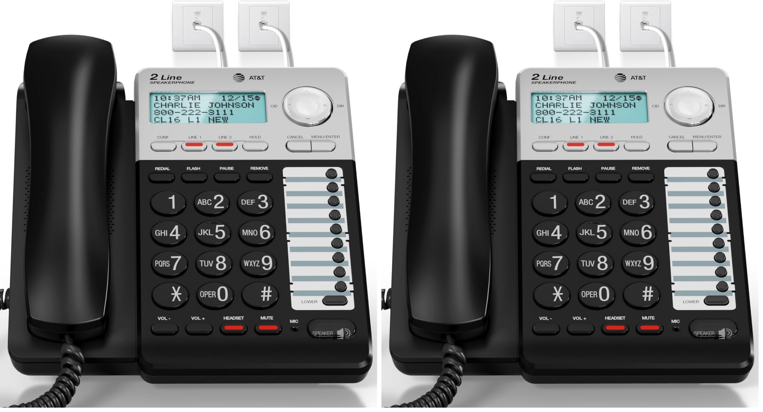 AT&amp;T ML17929 2-Line Corded Telephone, Black (Pack of 2)