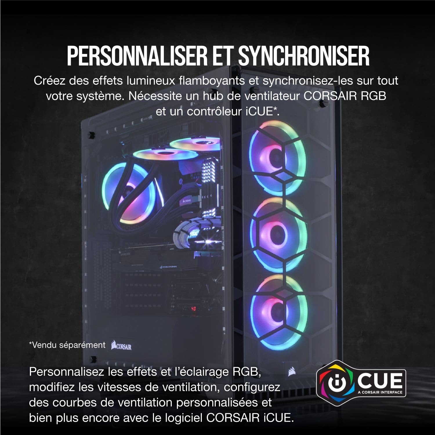 Corsair LL120 RGB, Ventilateur de Boitier Dual Light Loop RGB LED PWM 120mm (Single Pack)