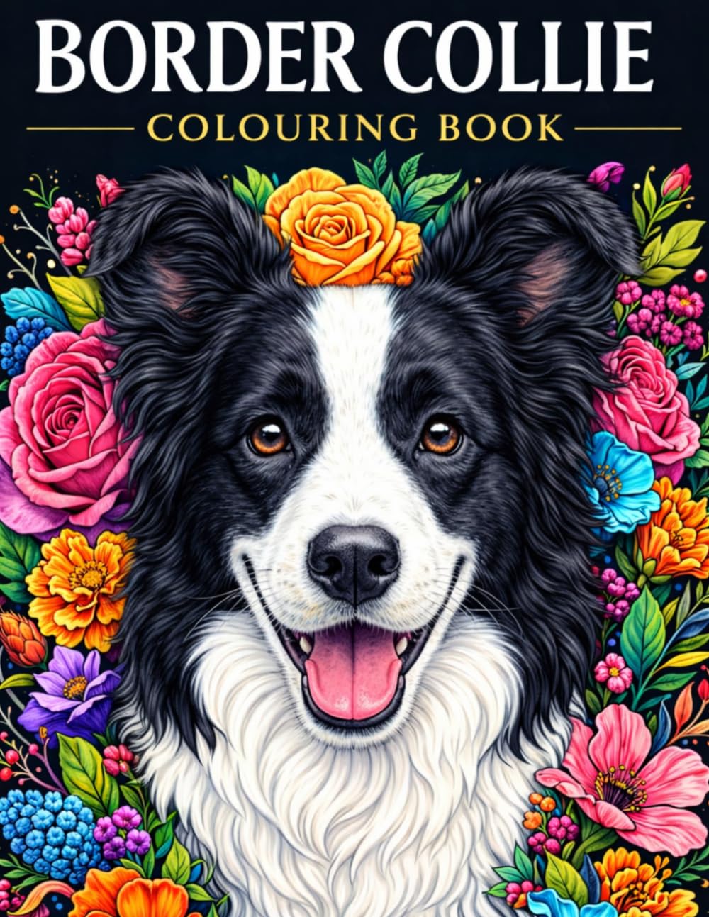 Border Collie Colouring Book: 50 Beautiful Puppy & Adult Dog Colouring Pages for Kids, Teens & Adults (Dog Breed Colouring Books)