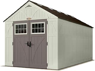 Suncast 16' x 8' Tremont Storage Shed - Natural Wood-Like Outdoor Storage for Power Equipment and Yard Tools - All-Weather Resin Material, Skylights and Shingle Style Roof - coolthings.us