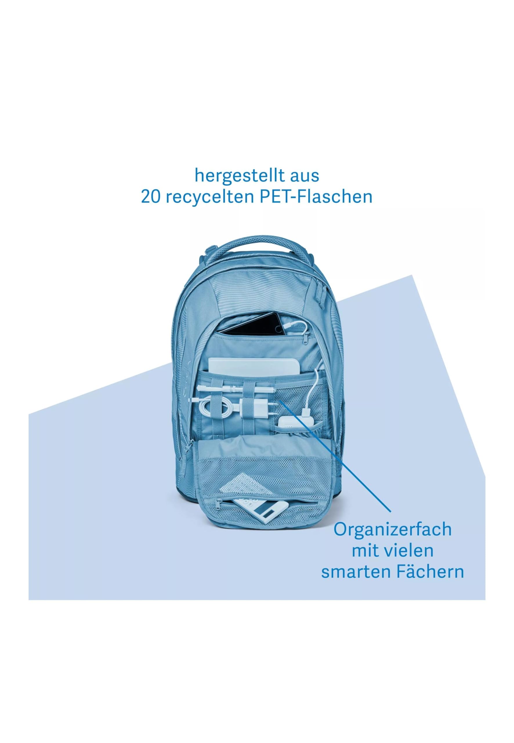 satch pack Schulrucksack Set 4 teilig ab 5. Klasse ergonomisch 30L Stauraum mit Schlamperbox Trinkflasche Sportbeutel Retro Honey Set - Dunkelgelb