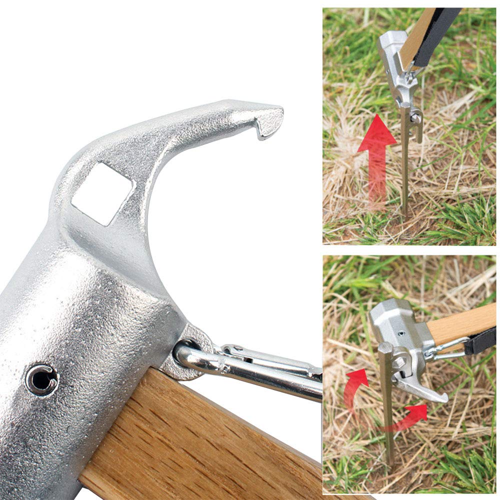 Marteau de camping, marteau de tente multifonction en acier inoxydable haute résistance pour camping, piquets de tente, arrache-clous
