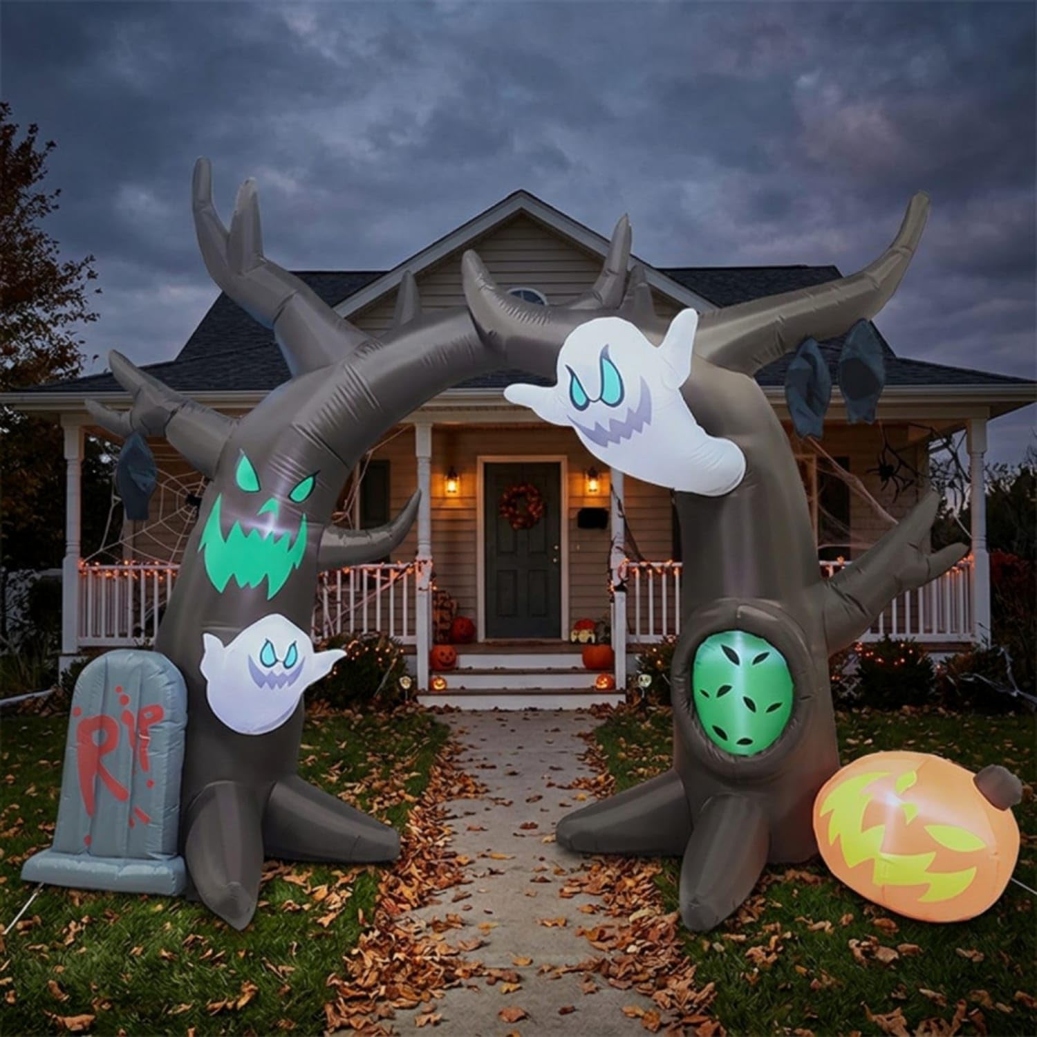 8 Ft Inflatable Archway Lighted Inflatable Arch Inflate Decoration Outdoor for Yard, Lawn, Garden, Us Plug-image-7