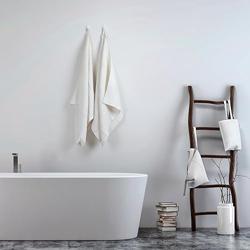 Miniatura 6 de Püskül - Toallas de baño de punto gofre para baño, 100% algodón orgánico turco de alta calidad, 32 x 63 pulgadas, paquete de 2 unidades (beige